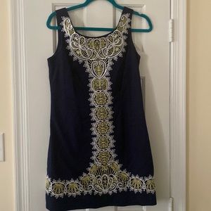 Lilly Pulitzer shift dress, navy embroidered, sz 6